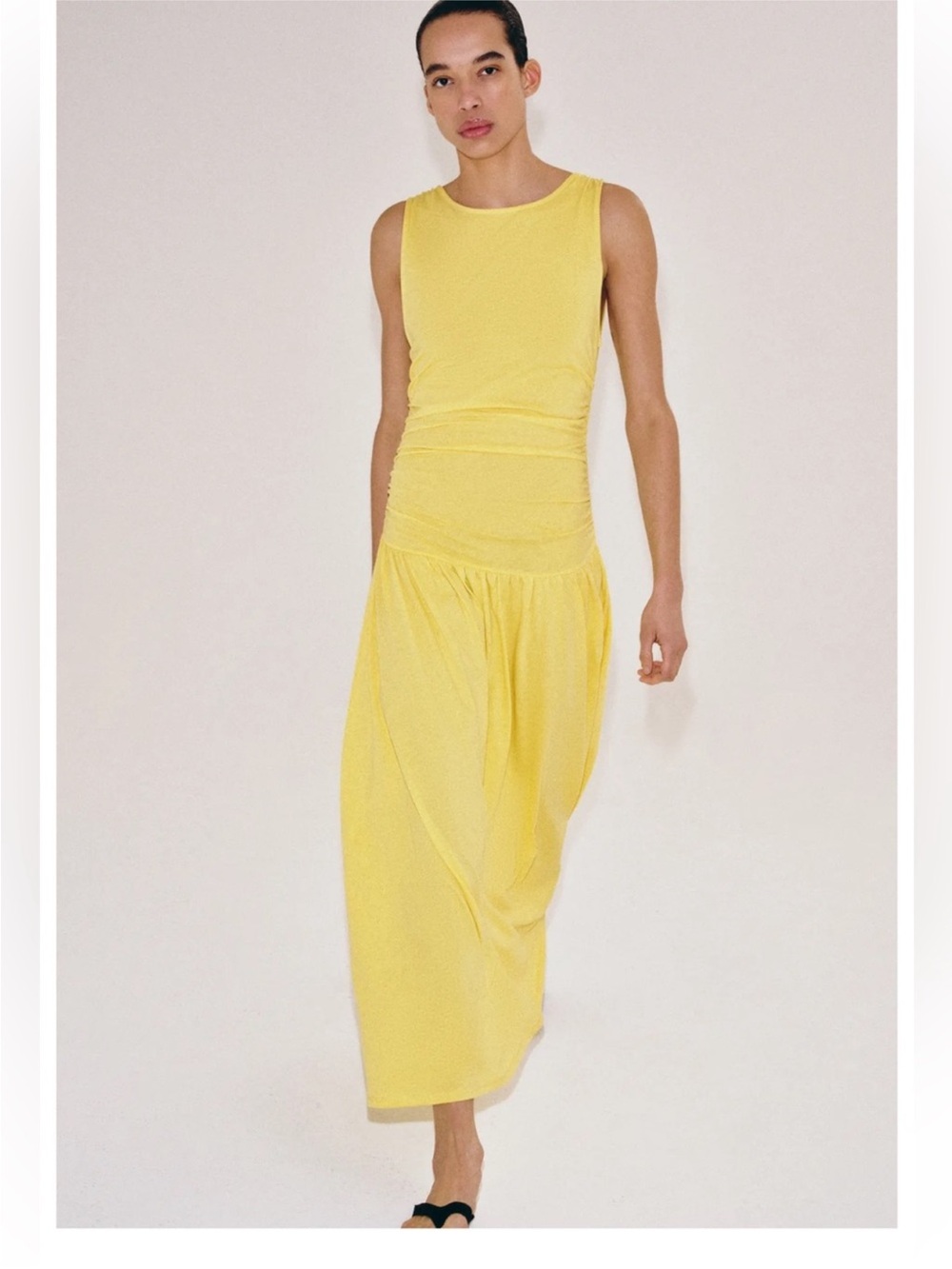 ZARA Yellow Sleeveless Maxi Dress by